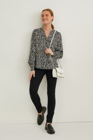 C&A Jersey Slim Fit Lenzing™ Ecovero™ Broek Dames Zwart | 2697ZKUWC