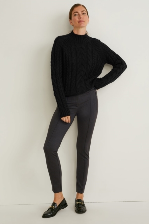 C&A Jersey Slim Fit Recycled Broek Dames Zwart | 7650FTREU