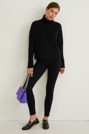C&A Jersey Slim Fit With Lenzing™ Ecovero™ Broek Dames Zwart | 1563JRFEC