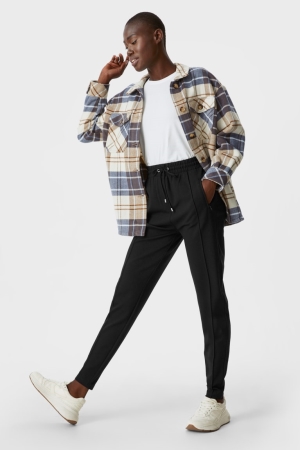 C&A Jersey Tapered Fit Broek Dames Zwart | 4639VOJMX