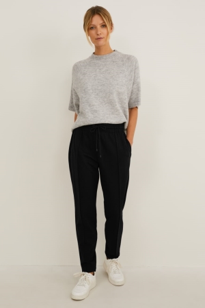 C&A Jersey Tapered Fit Broek Dames Zwart | 8364EUQYJ