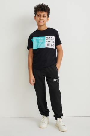 C&A Joggers Augmented Reality Motif Broek Jongens Zwart | 1458EZAXJ