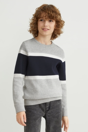 C&A Jumpers Meisjes Grijs Donkerblauw | 0389QWMPN