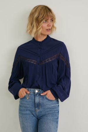 C&A Lenzing™ Ecovero™ Blouse Dames Donkerblauw | 2498HTDPS