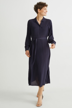 C&A Lenzing™ Ecovero™ Jurken Dames Donkerblauw | 7245NAXUT