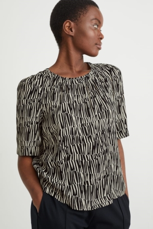 C&A Lenzing™ Ecovero™ Patterned Blouse Dames Zwart Beige | 2904KJRPW