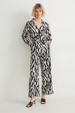 C&A Lenzing™ Ecovero™ Patterned Jumpsuit Dames Zwart Wit | 3546FZTDC
