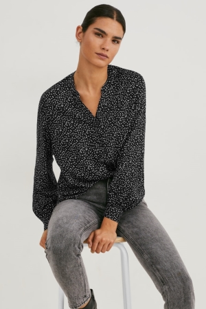 C&A Lenzing™ Ecovero™ Polka Dot Blouse Dames Zwart | 0967FBGAE