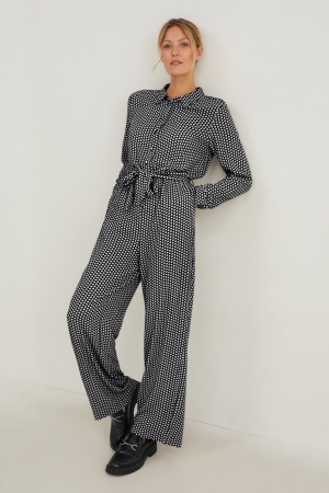 C&A Lenzing™ Ecovero™ Polka Dot Jumpsuit Dames Zwart Wit | 0624GZXPW