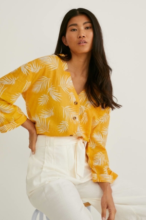 C&A Linen Blend Blouse Dames Oranje | 1873ZERAW