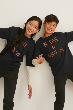 C&A Long Sleeve Genderneutral 2-in-1 Look Topjes Jongens Zwart | 0463RDNXO