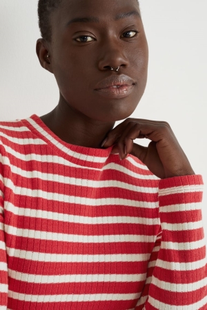 C&A Long Sleeve Gestreept Topjes Dames Rood Wit | 3847WOJKV