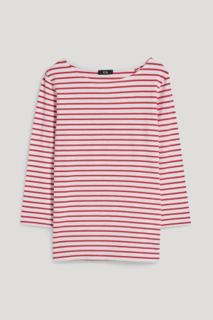 C&A Long Sleeve Gestreept Topjes Dames Wit Rood | 1309KDXEY
