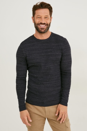 C&A Long Sleeve Organic Katoenen Topjes Heren Zwart | 1250MWGHA