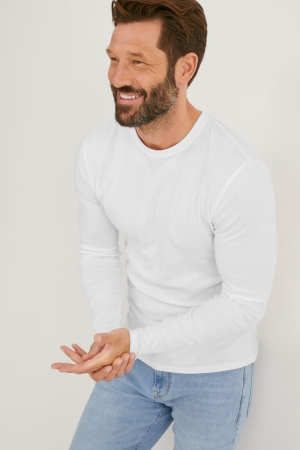 C&A Long Sleeve Organic Katoenen Topjes Heren Wit | 2345AFHNX