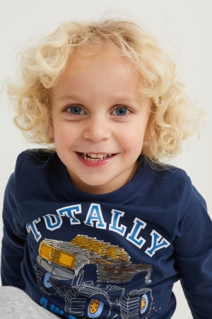 C&A Long Sleeve Shiny Topjes Jongens Donkerblauw | 0743MDBSN