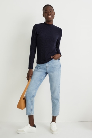 C&A Long Sleeve Topjes Dames Donkerblauw | 9652WZVDQ