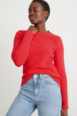 C&A Long Sleeve Topjes Dames Rood | 0971FLGUJ