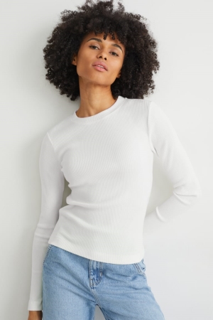 C&A Long Sleeve Topjes Dames Wit | 2463NCYHL
