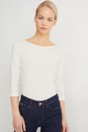 C&A Long Sleeve Topjes Dames Wit | 4018AEPXU