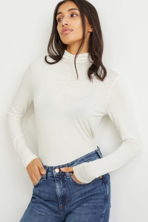 C&A Long Sleeve Topjes Dames Wit | 5679LUYOR