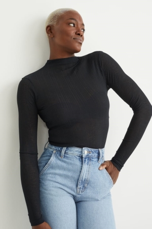 C&A Long Sleeve Topjes Dames Zwart | 6942KPIYV