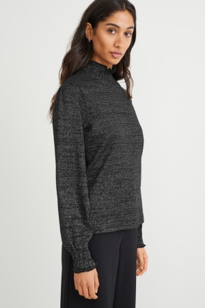 C&A Long Sleeve Topjes Dames Zwart | 7543NCDVB