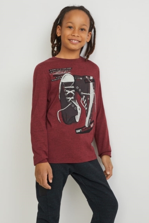 C&A Long Sleeve Topjes Jongens Donkerrood | 2461EWUBK