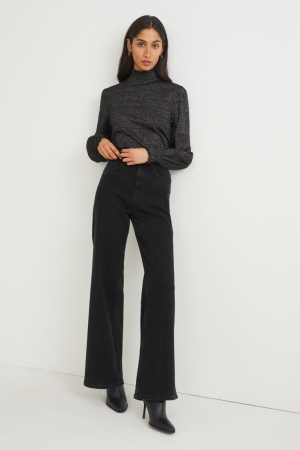 C&A Loose Fit High Taille Lycra® Jeans Dames Zwart | 3014VGCYS
