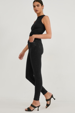 C&A Made In Eu Mager High Taille Organic Katoenen Jeans Dames Zwart | 1754NGOKC