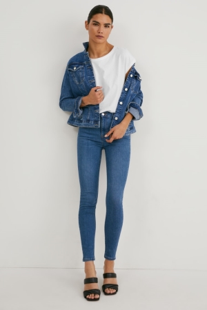 C&A Made In Eu Mager High Taille Organic Katoenen Jeans Dames Blauw | 2546UBVYO