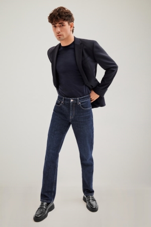 C&A Made In Eu Rechtdoor Organic Katoenen Jeans Heren Blauw Donkerblauw | 8319TSDUN