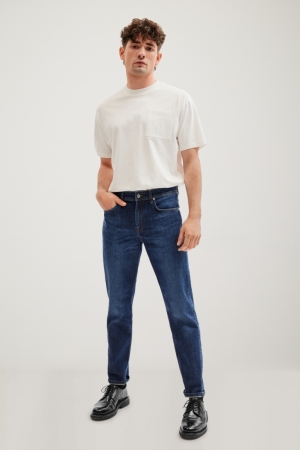 C&A Made In Eu Tapered Organic Katoenen Jeans Heren Blauw Donkerblauw | 5237TOCXW
