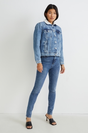 C&A Mager High Taille Lycra® Jeans Dames Blauw | 3042BZYRE