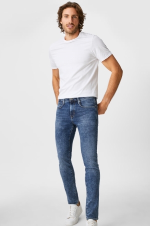 C&A Mager Lycra® Jeans Heren Blauw | 3679CKLEZ