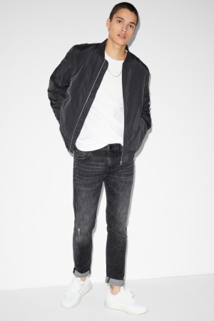 C&A Mager Lycra® With Recycled Katoenen Jeans Heren Blauw Grijs | 9420JPZQR