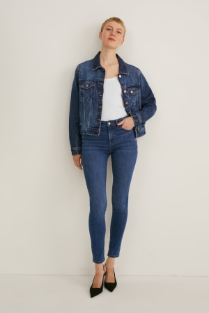 C&A Mager Mid-rise Taille Shaping Lycra® Recycled Jeans Dames Blauw | 7019MYGJH