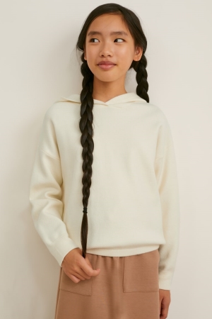 C&A Met Capuchon Lenzing™ Ecovero™ Jumpers Meisjes Wit | 3809SDCWE