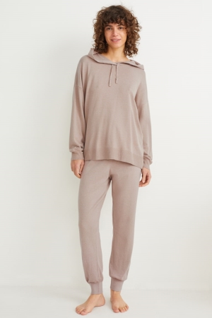 C&A Met Capuchon Nachtkleding Dames Grijs Bruin | 9742ZOPVC
