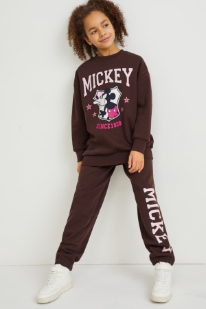 C&A Mickey Mouse Set And Joggers 2 Piece Broek Meisjes Donkerbruin | 6983CEVGX