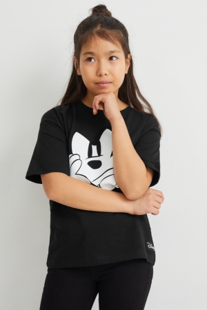 C&A Mickey Mouse Sleeve T-shirts Meisjes Zwart | 6328CIFNZ