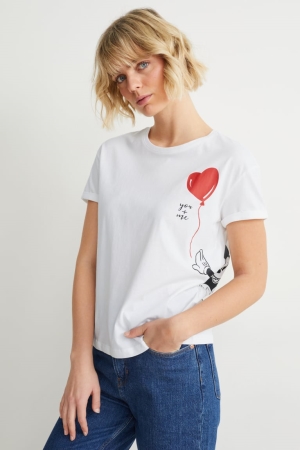C&A Mickey Mouse T-shirts Dames Wit | 7862ENUXK
