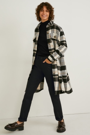 C&A Mid-rise Taille Slim Fit Broek Dames Zwart | 0149EUCOZ