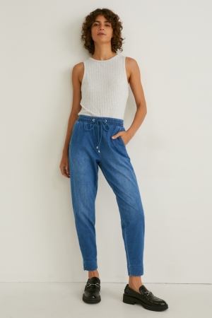 C&A Mid-rise Taille Tapered Fit Broek Dames Blauw | 8096DLSTC