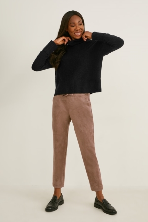 C&A Mid-rise Taille Tapered Fit Faux Suede Broek Dames Lichtbruin | 8162FCYQH