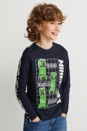 C&A Minecraft Long Sleeve Topjes Jongens Donkerblauw | 2786TWLXE