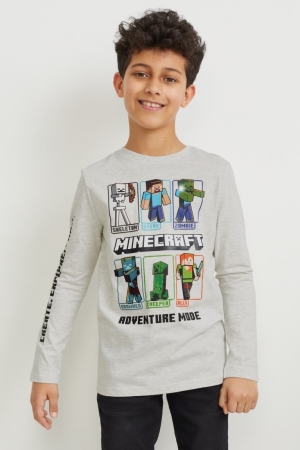 C&A Minecraft Long Sleeve Topjes Jongens Lichtgrijs | 8173TGELZ