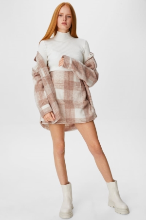 C&A Mini Check Rokken Dames Beige | 6148SIBXG