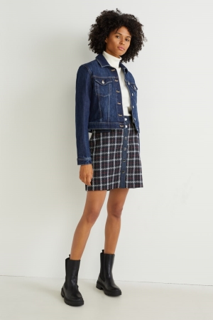 C&A Mini Check Rokken Dames Zwart | 2854VLZDP