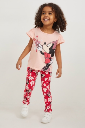 C&A Minnie Mouse Leggings Floral Broek Meisjes Roze | 7316OXVNT